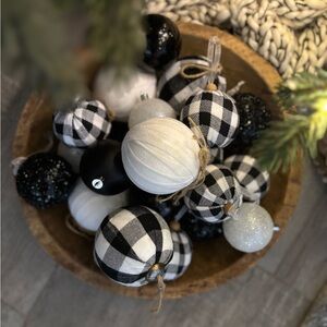 LOT OF Black and White Holiday Ornaments Set
